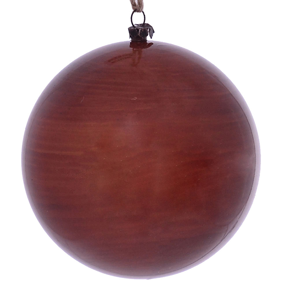 Vickerman 4.75" Copper Wood Grain Ball Ornament 4 per Bag