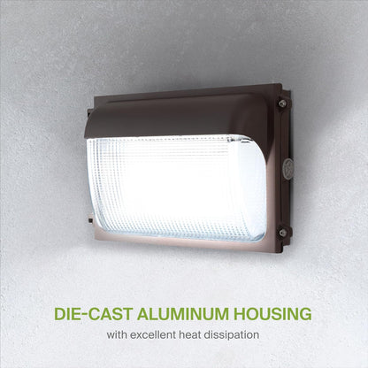 ASD Lighting LED Slim Wallpack Power Adjustable 50/60/80W 120-277V CCT Selectable 3000/4000/5000 with Photocell Dimmable Bronze UL DLC Premium