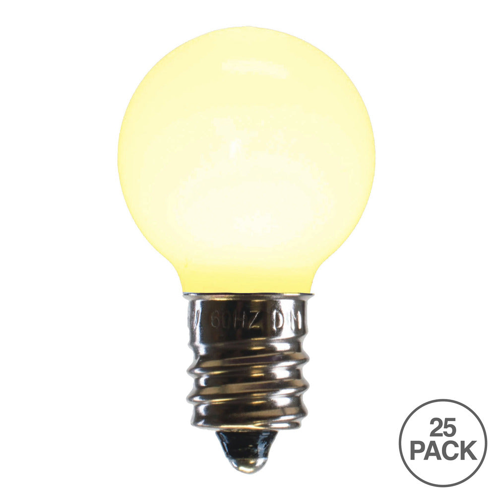Vickerman G30 Warm White Ceramic LED Nickel Base Bulb E12 120V  .6Watts 25 Bulbs per Pack.
