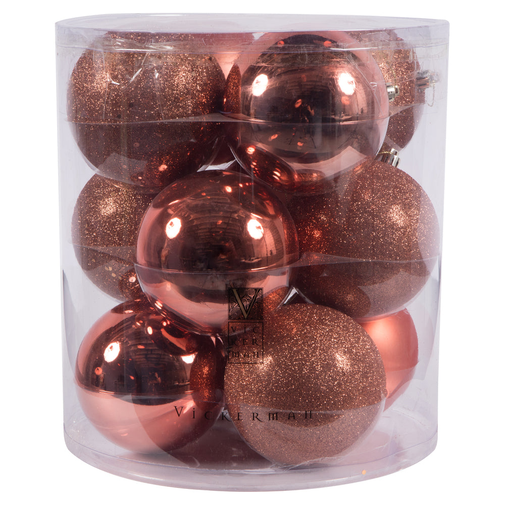 Vickerman 4" Coral 4-Finish Ball Ornament Assortment 12 per Box