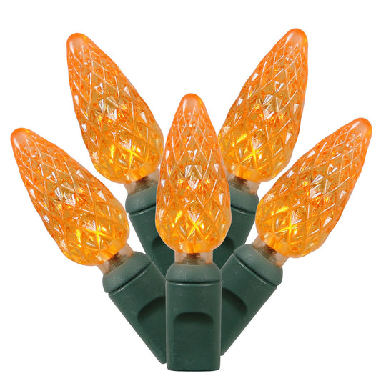 Vickerman 200 Orange C6 LED Light on Green Wire 100' Christmas Single Mold Light Strand