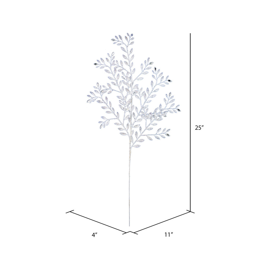 Vickerman 25" Gun Metal Ruscus Glitter Artificial Christmas Spray with Jewel. Includes 12 sprays per pack.