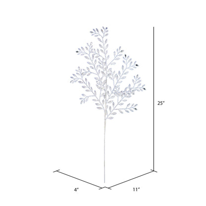 Vickerman 25" Gun Metal Ruscus Glitter Artificial Christmas Spray with Jewel. Includes 12 sprays per pack.