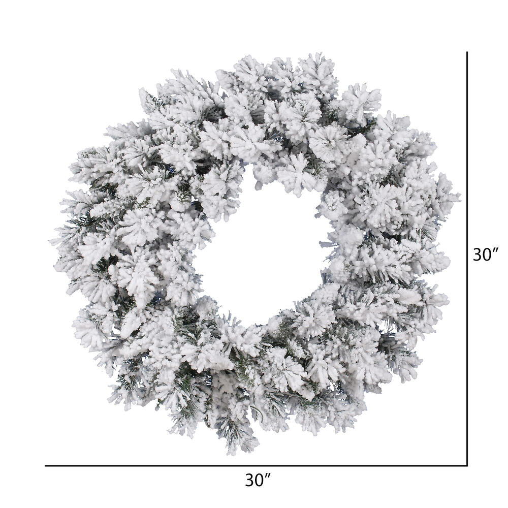 Vickerman 30" Flocked Snow Ridge Artificial Christmas Wreath Unlit