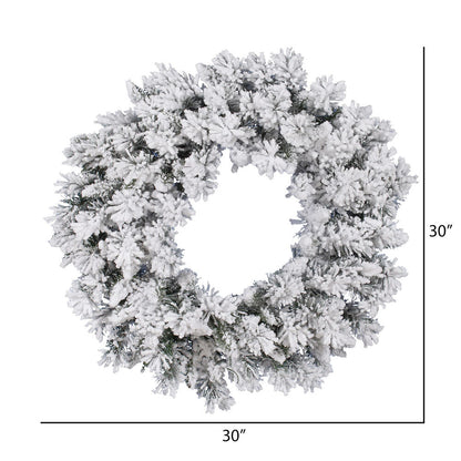 Vickerman 30" Flocked Snow Ridge Artificial Christmas Wreath Unlit