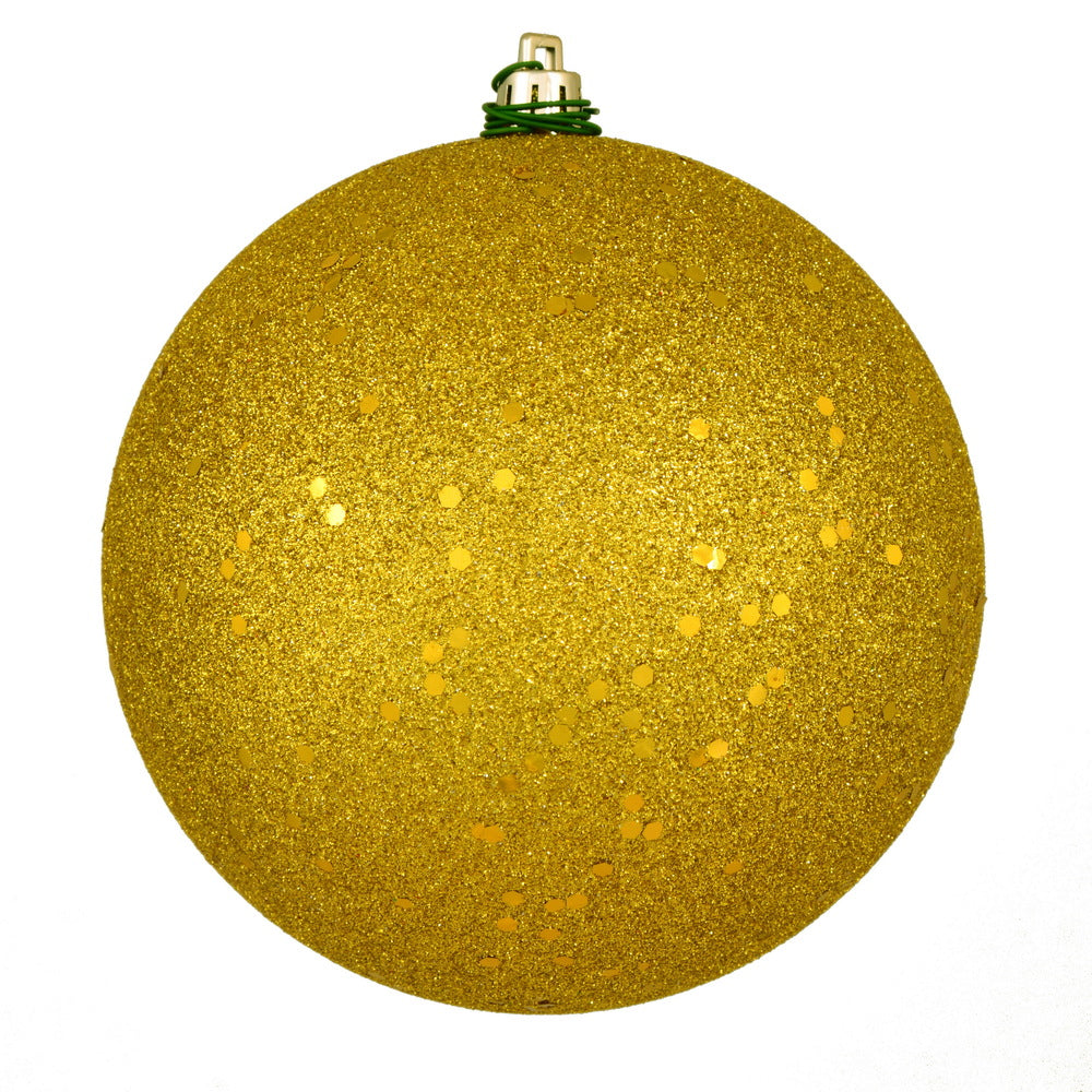 Vickerman 6" Medallion Gold Sequin Ball Ornament 4 per Bag