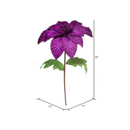 Vickerman 22" Purple Velvet Glitter Trim Poinsettia 6 per bag.