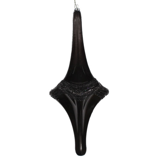 Vickerman 12" Black Candy Glitter Drop Christmas Ornament.