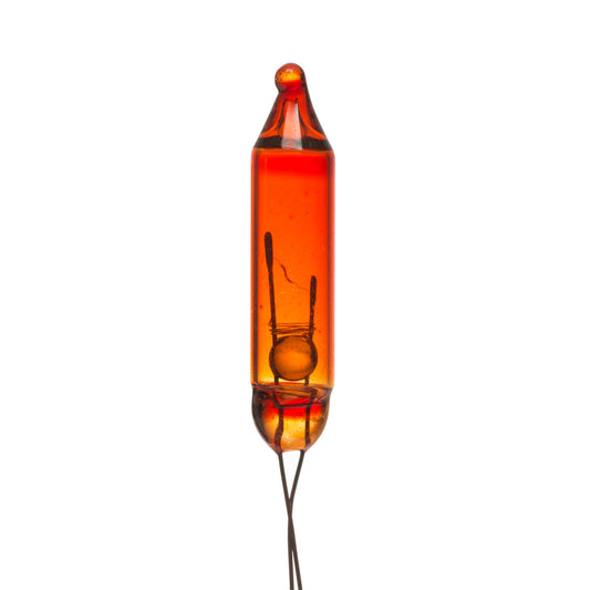 Vickerman Amber Glass Incandescent Mini Bulb with Pinched Base 2.5 Volt 170mA 50 per bag