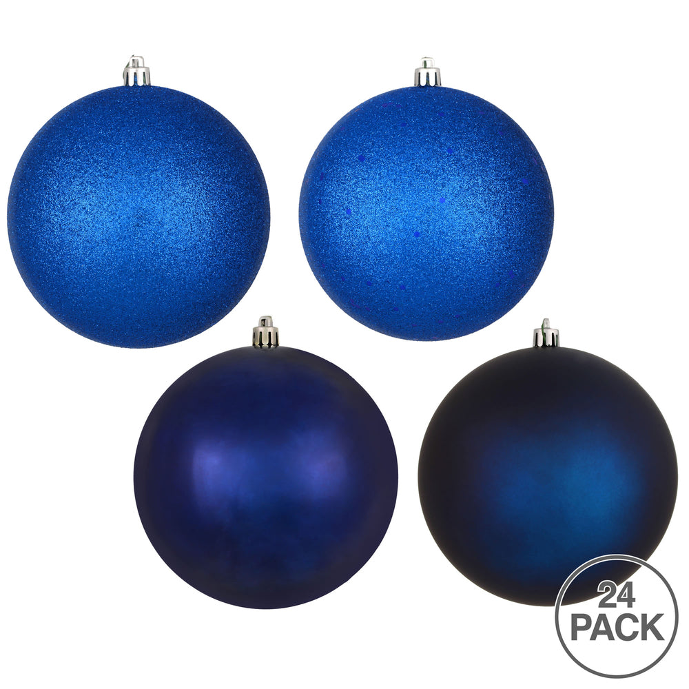 Vickerman 2.4" Midnight Blue 4-Finish Ball Ornament Assortment 24 per Box