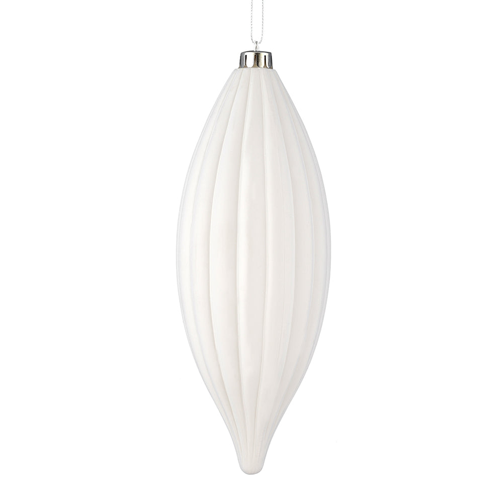 Vickerman 8" White Matte Line Finial Ornament Pack of 4