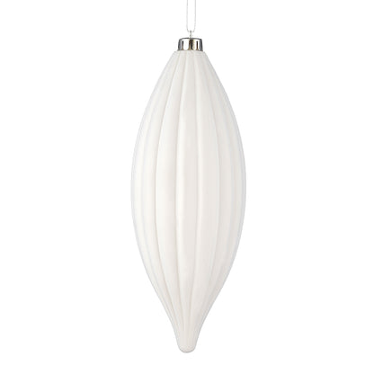 Vickerman 8" White Matte Line Finial Ornament Pack of 4