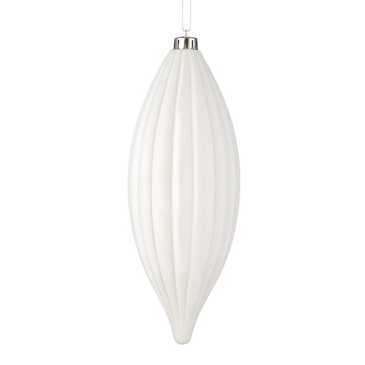 Vickerman 8" White Matte Line Finial Ornament Pack of 4