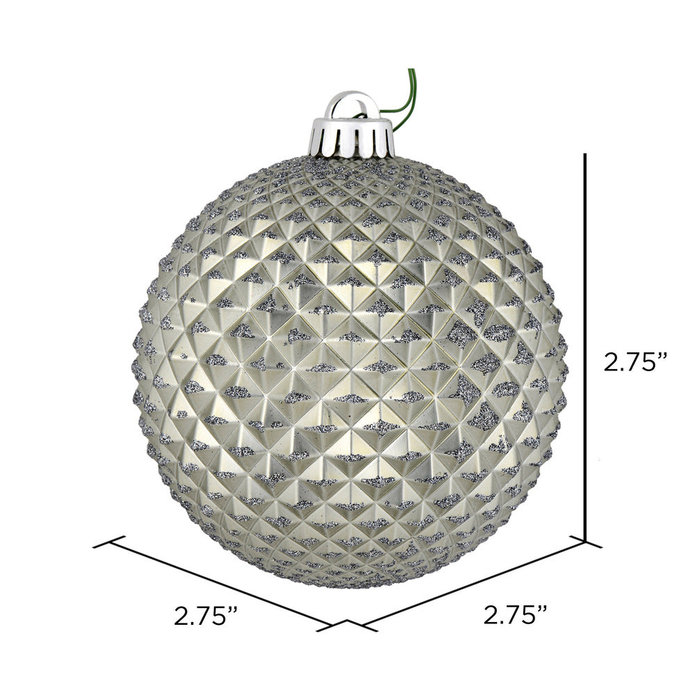 Vickerman 2.75" Pewter Durian Glitter Ball Ornament 12 per Bag