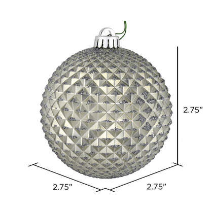 Vickerman 2.75" Pewter Durian Glitter Ball Ornament 12 per Bag