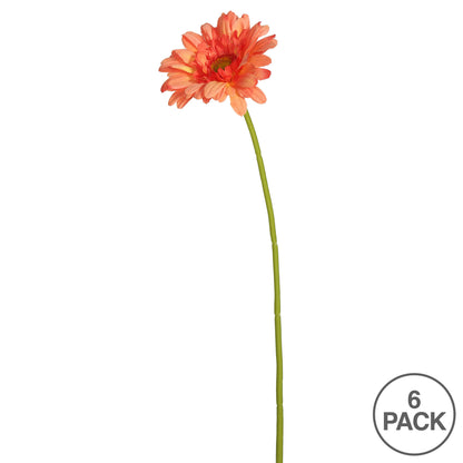 Vickerman 21" Artificial Coral Gerbera Daisy Stem 6 per Bag