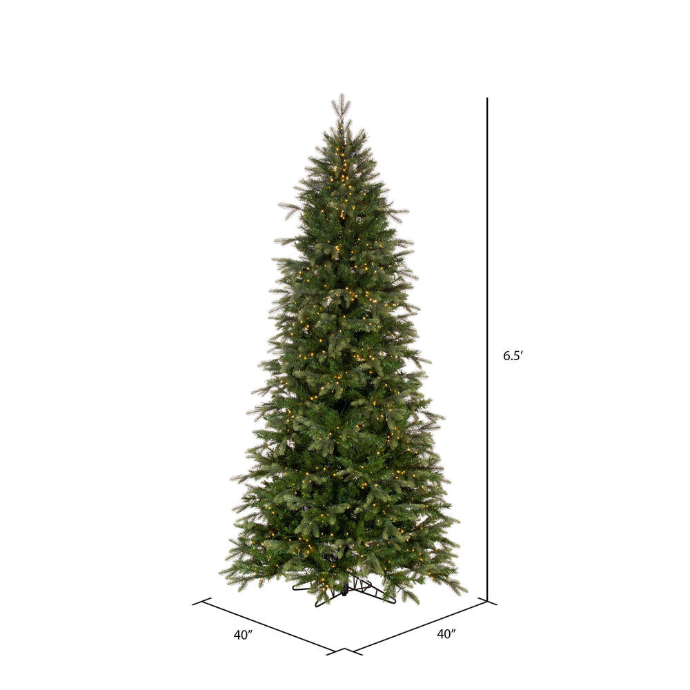 Vickerman 6.5' x 40" Douglas Fir Artificial Slim Christmas Tree with Warm White LED Lights.