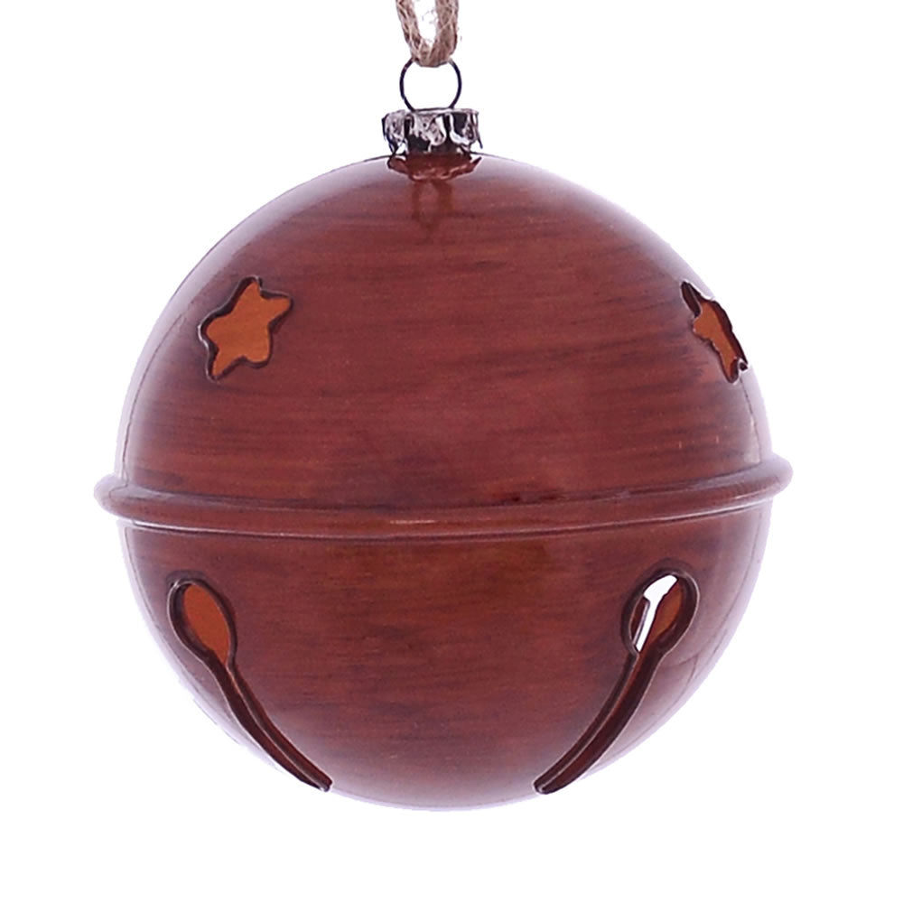 Vickerman 4" Copper Wood Grain Bell Christmas Ornament 6 per Bag