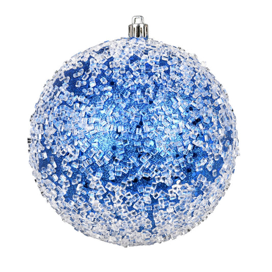 Vickerman 4" Blue Glitter Hail Ball Ornament 6 per Bag