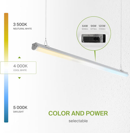 ASD Lighting LED Seamless Vapor Proof Fixture 8ft 64/96/120W 120-277V 0-10V Dimmable 125Lm/W 3500/4000/5000K White UL DLC Standard