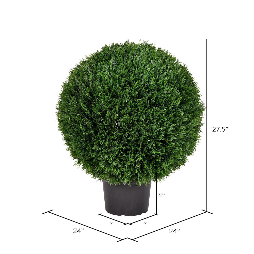 Vickerman 24" Artificial Potted Green Cedar Ball.