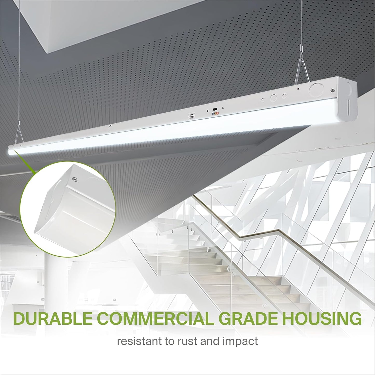 ASD Lighting LED Striplight Fixture 8ft 48/68/90W 120-277V 0-10V Dimmable 140Lm/W 3500/4000/5000K White UL DLC Standard