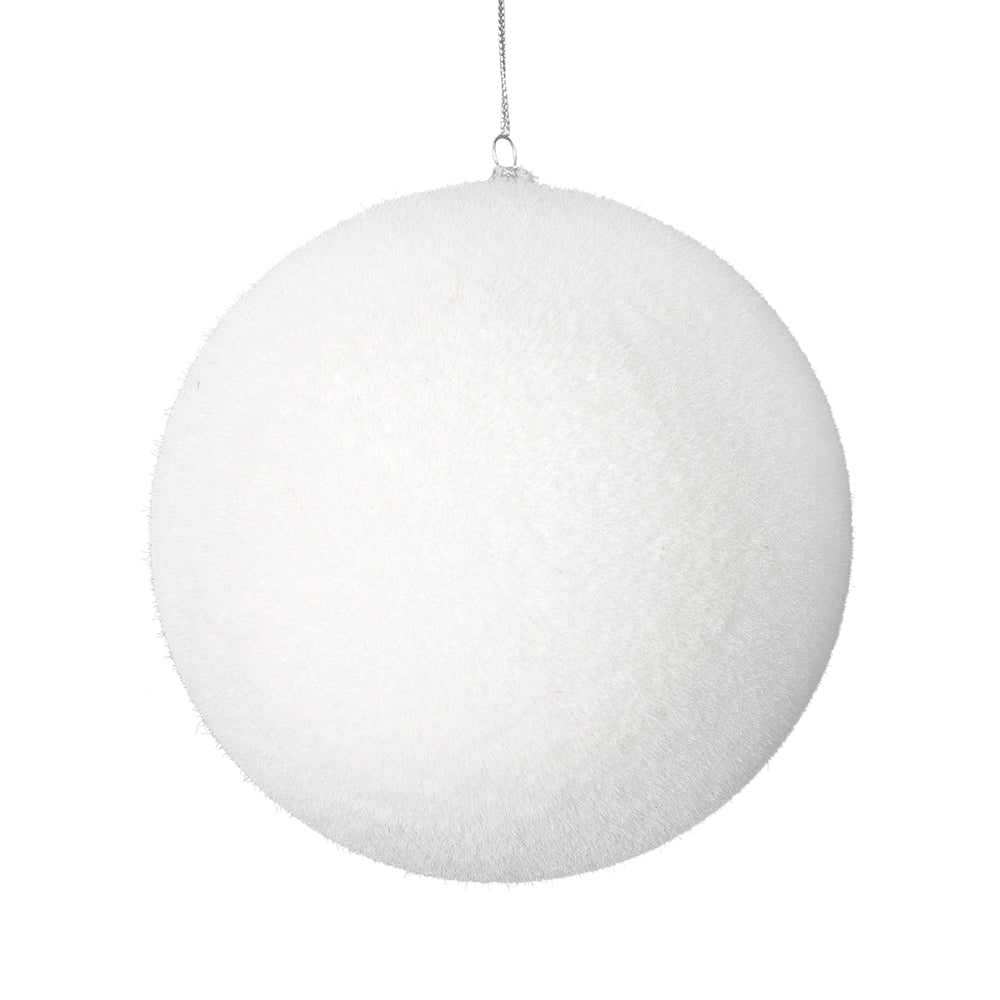 Vickerman 6" White Flocked Ball Ornament 4 per bag.