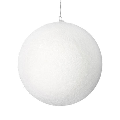 Vickerman 6" White Flocked Ball Ornament 4 per bag.