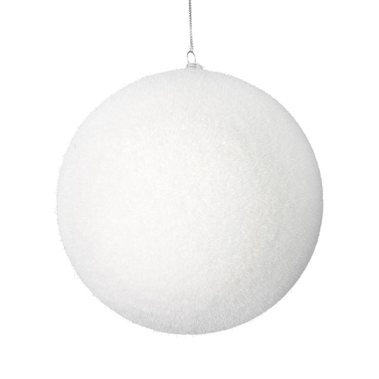 Vickerman 6" White Flocked Ball Ornament 4 per bag.