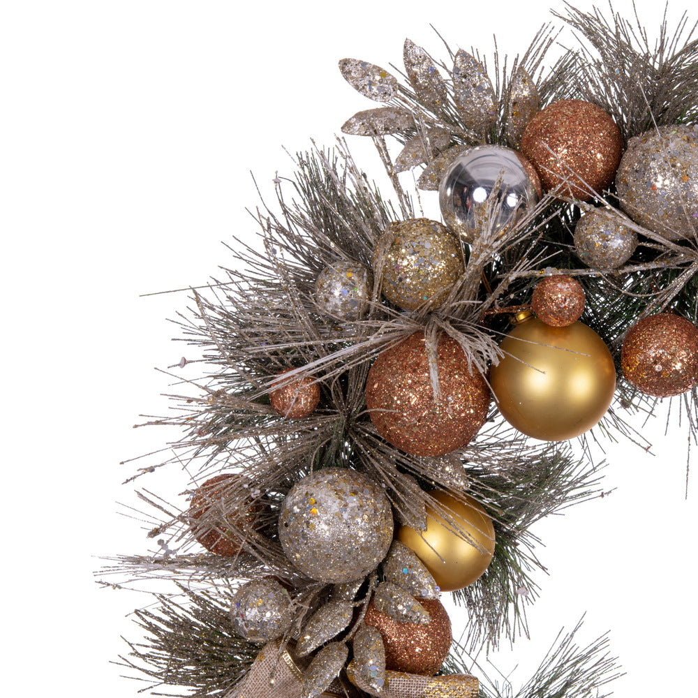 Vickerman 22" Copper and Gold Deco Wreath