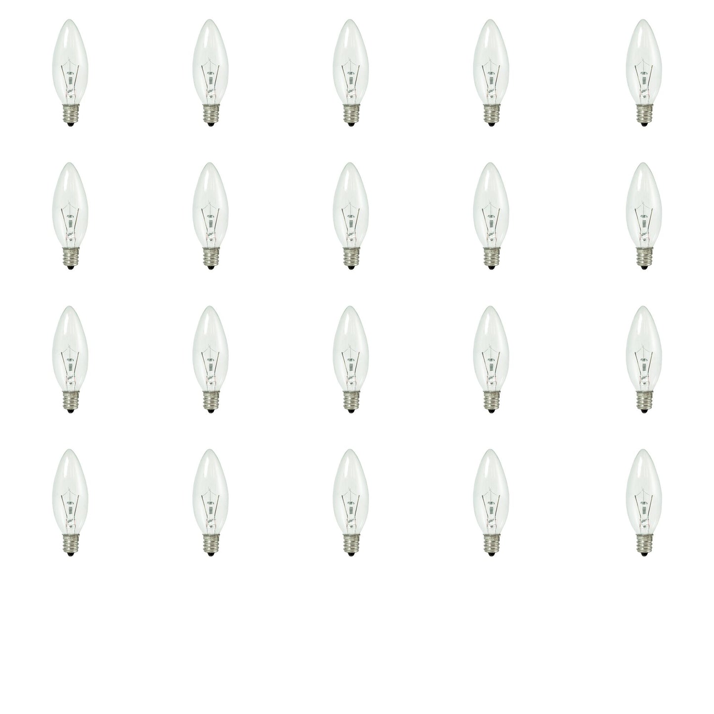 BULBRITE KRYPTON B8 CANDELABRA SCREW (E12) 25W DIMMABLE LIGHT BULB 2700K/WARM WHITE 20PK (460020)