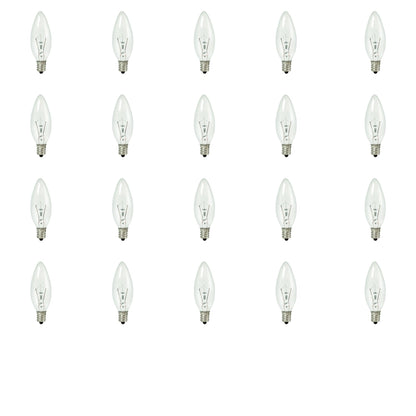 BULBRITE KRYPTON B8 CANDELABRA SCREW (E12) 25W DIMMABLE LIGHT BULB 2700K/WARM WHITE 20PK (460020)