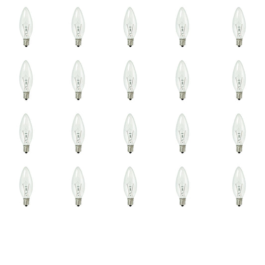 BULBRITE KRYPTON B8 CANDELABRA SCREW (E12) 25W DIMMABLE LIGHT BULB 2700K/WARM WHITE 20PK (460020)