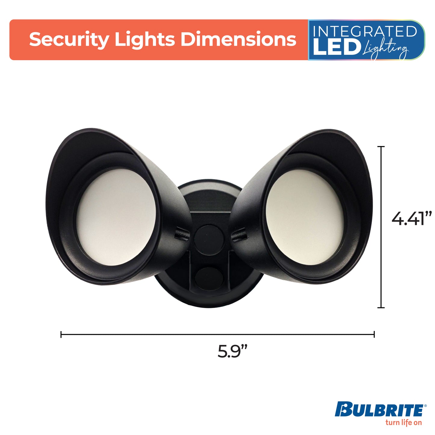 Bulbrite 773701 Wired Outdoor 2-Head LED Security Flood Light, Black