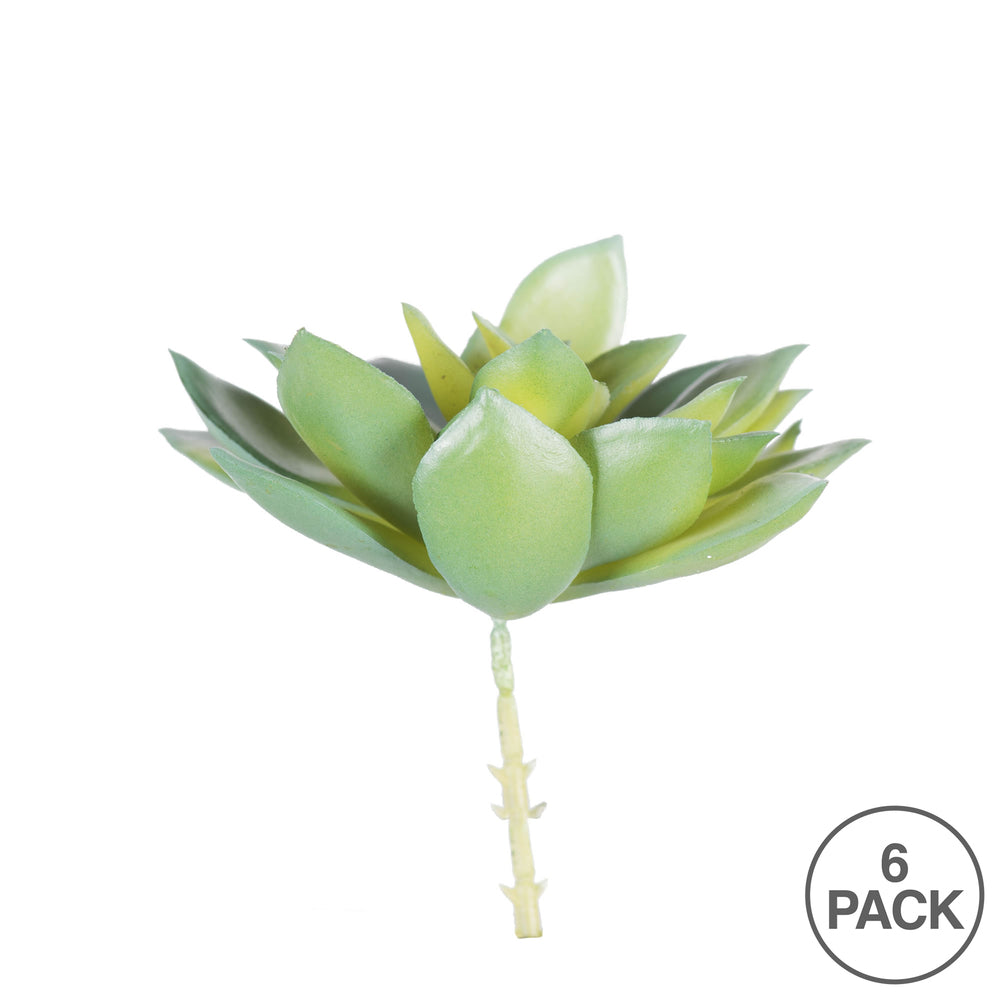 Vickerman 4" Artificial Green/Gray Succulent Pick  Set of 6