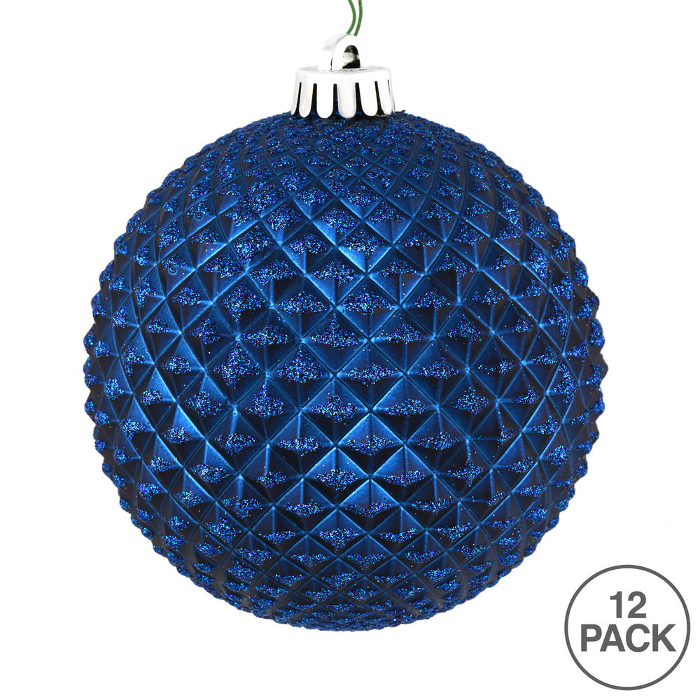 Vickerman 2.75" Midnight Blue Durian Glitter Ball Ornament 12 per Bag