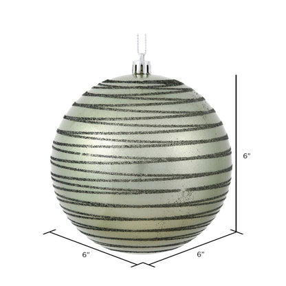 Vickerman 6" Wrought Iron Candy Finish Ball Ornament with Glitter Lines 3 per Bag