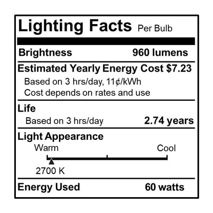 BULBRITE KRYPTON/XENON T3 CANDELABRA SCREW (E12) 60W DIMMABLE LIGHT BULB 2700K/WARM WHITE 2PK (473060)