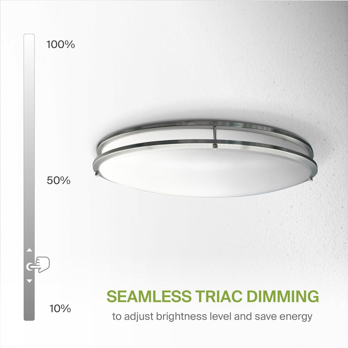 ASD Lighting LED Double Ring Flushmount Oval 32inch 50W 120V Triac 2700/3000/3500/4000/5000K Nickel ETL