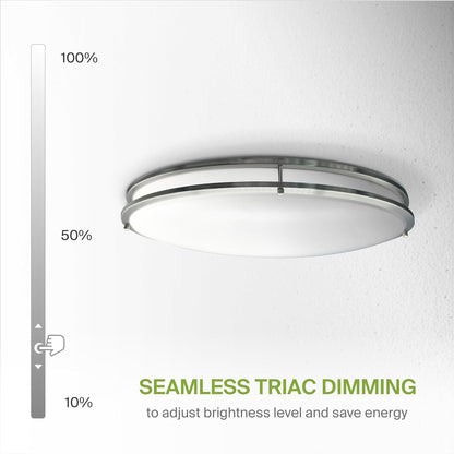 ASD Lighting LED Double Ring Flushmount Oval 32inch 50W 120V Triac 2700/3000/3500/4000/5000K Nickel ETL
