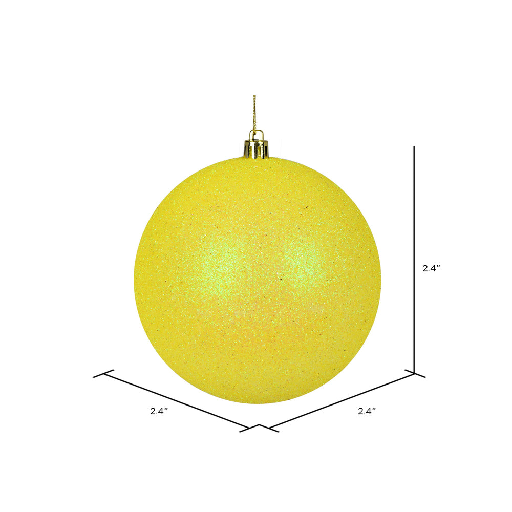 Vickerman 2.4" Yellow Glitter Ball Ornament 24 per Bag