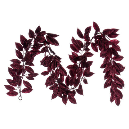 Vickerman 6' Burgundy Artificial Gardenia Glitter Garland.