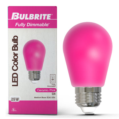 Bulbrite 776155 25-Watt Equivalent Ceramic Pink Color S14 Weatherproof Outdoor E26 Medium Base LED Light Bulb