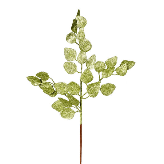Vickerman 21" Lime Glitter Ash Leaf Artificial Christmas Spray. Includes 12 sprays per pack.