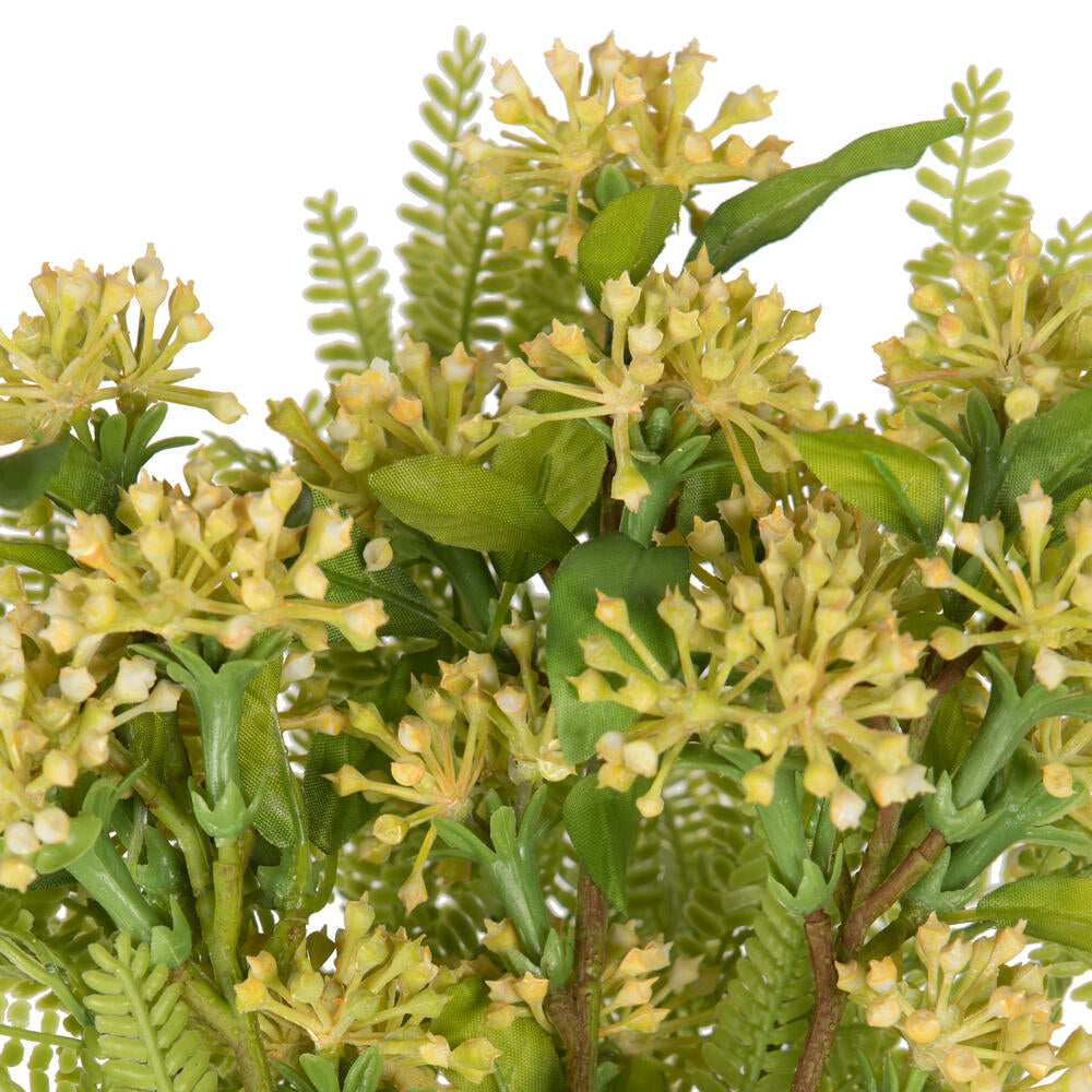 Vickerman 14" Bumblebee Yellow Artificial Wild Berry and Green Fern Bundle 2 per bag.