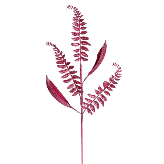 Vickerman 33" Mauve Fern Leaf Glitter Artificial Christmas Spray. Includes 6 sprays per pack.