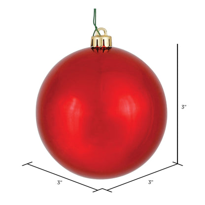 Vickerman 3" Red Shiny Ball Ornament 12 per Bag