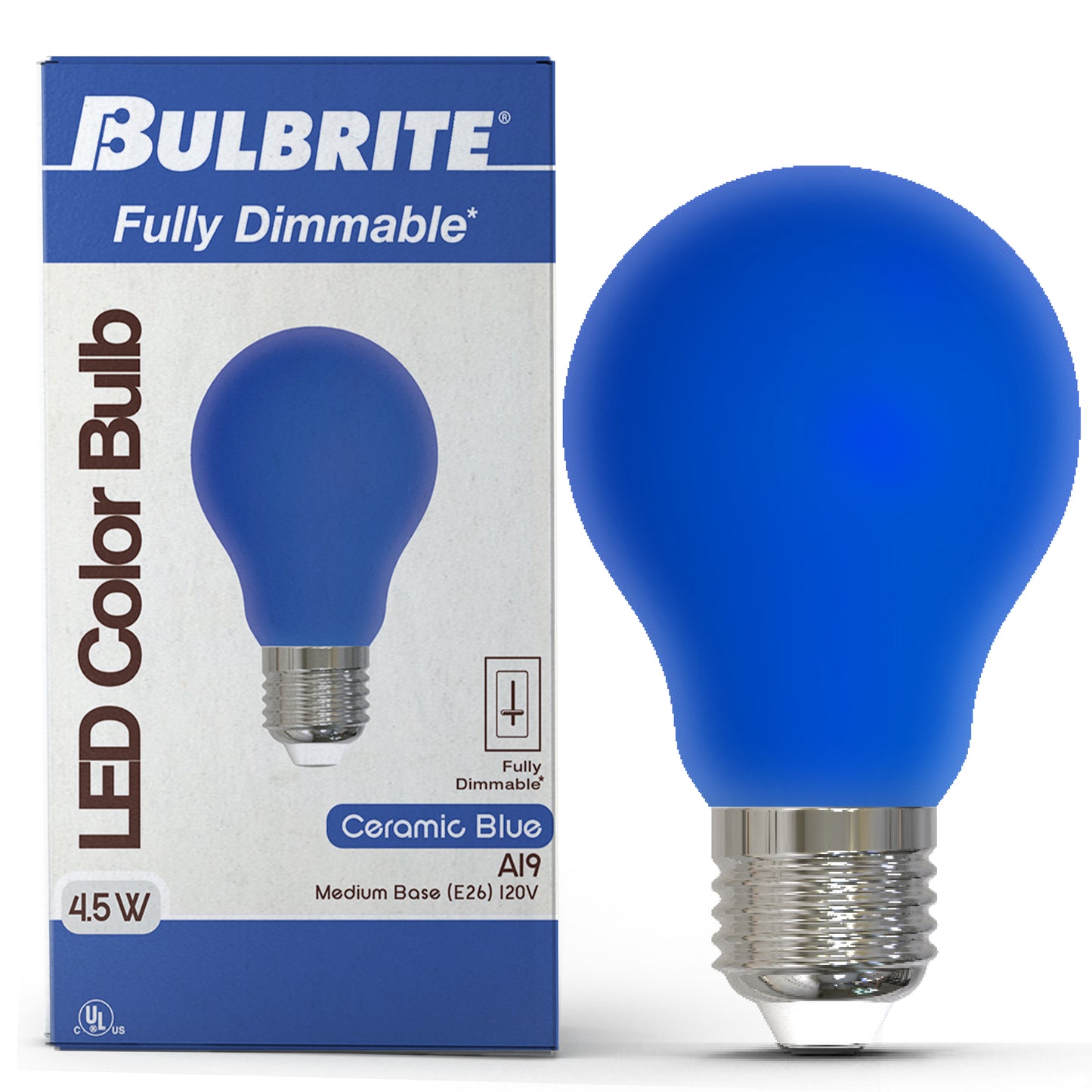 Bulbrite 776109 25-Watt Equivalent Ceramic Blue Color A19 Weatherproof Outdoor E26 Medium Base LED Light Bulb