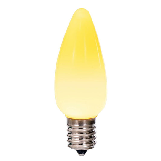 Vickerman C9 Ceramic LED Yellow Bulb  Nickel Base  120V .6 Watts  5 diodes 25 Bulbs per Pack