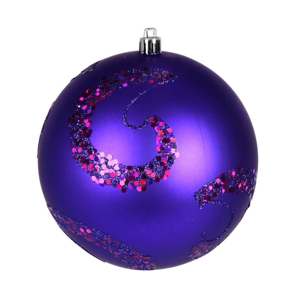 Vickerman 4.75" Purple Matte Sequin Swirl Ornament 4 per Bag